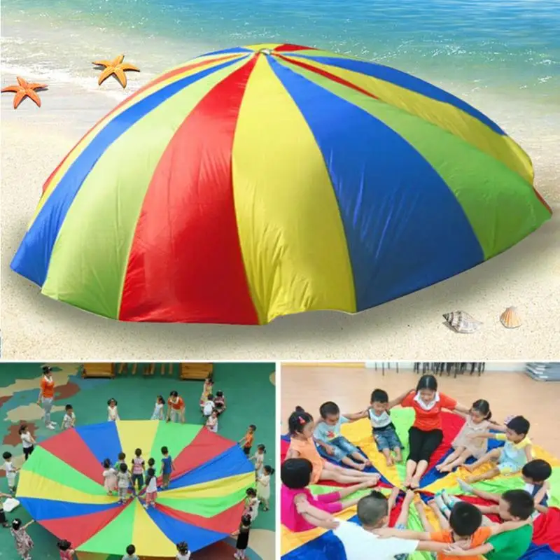 2 м детский спортивный развивающий открытый Радужный зонтик парашют игрушка