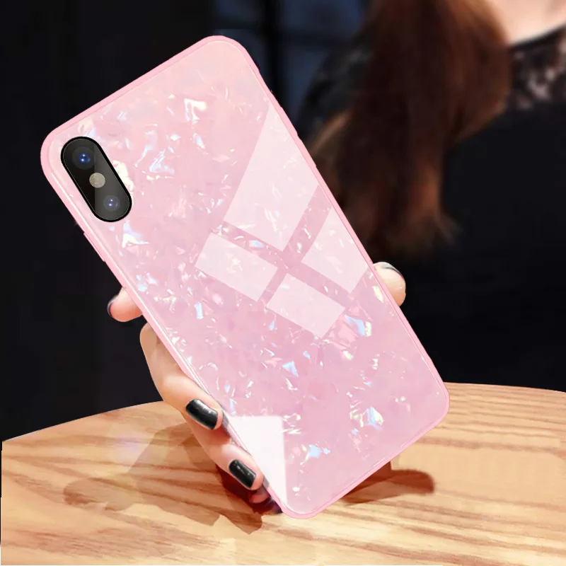 2018 закаленное Стекло чехол для iPhone X Прекрасный жесткий задняя крышка мягкий