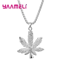 lovely gift jewelry fine 925 sterling silver maple leaf charming pendant necklaces for wedding engagement accessory top sale