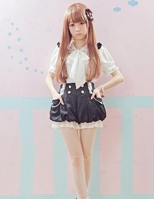 Шорты летние женские с двойным рядом пуговиц и Подтяжками фонариками|shorts