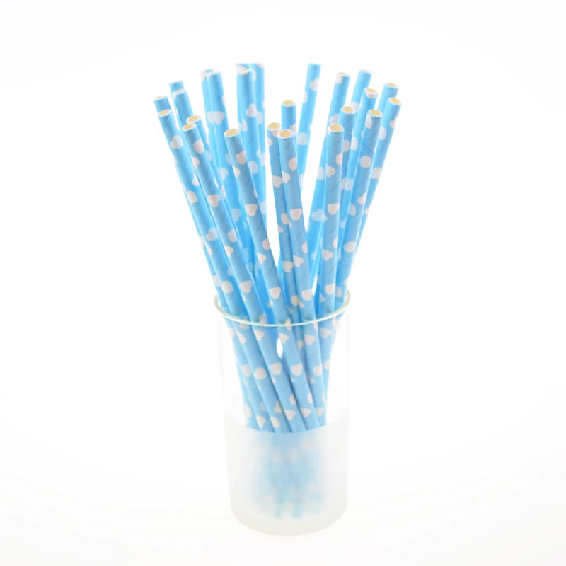 50 шт./лот бумажные соломинки с узором в виде сердца для детей на день рождения