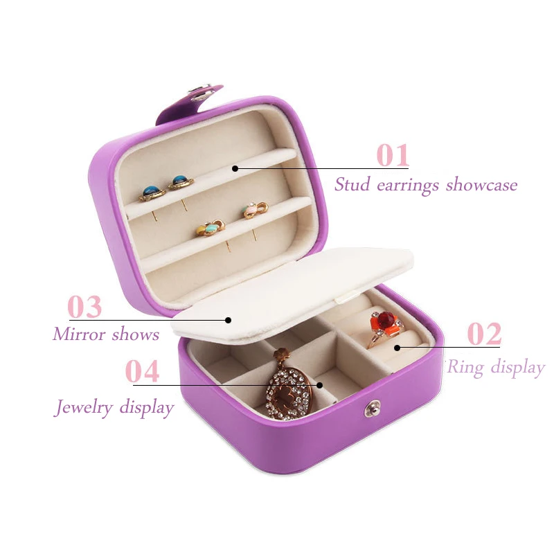 

Mordoa Portable Box Mini Princess Travel Accessories Package Small Cute Earrings Stud Earrings Ring Receive Jewelry Display Box