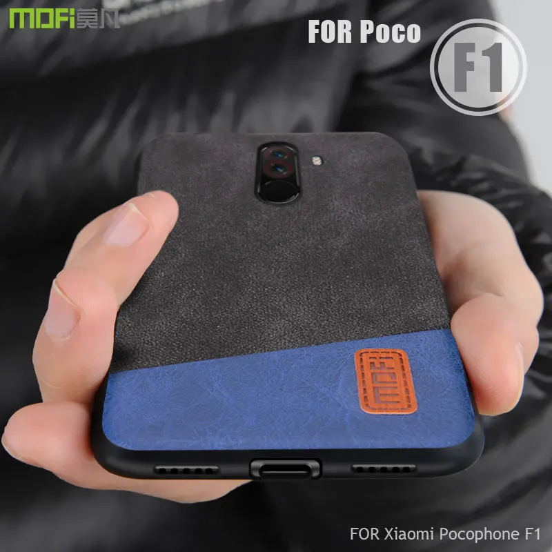 Pocophone F1 case cover MOFI for xiaomi Global Fabric Leather Back Cover Case Poco Full frosted 6.18' |