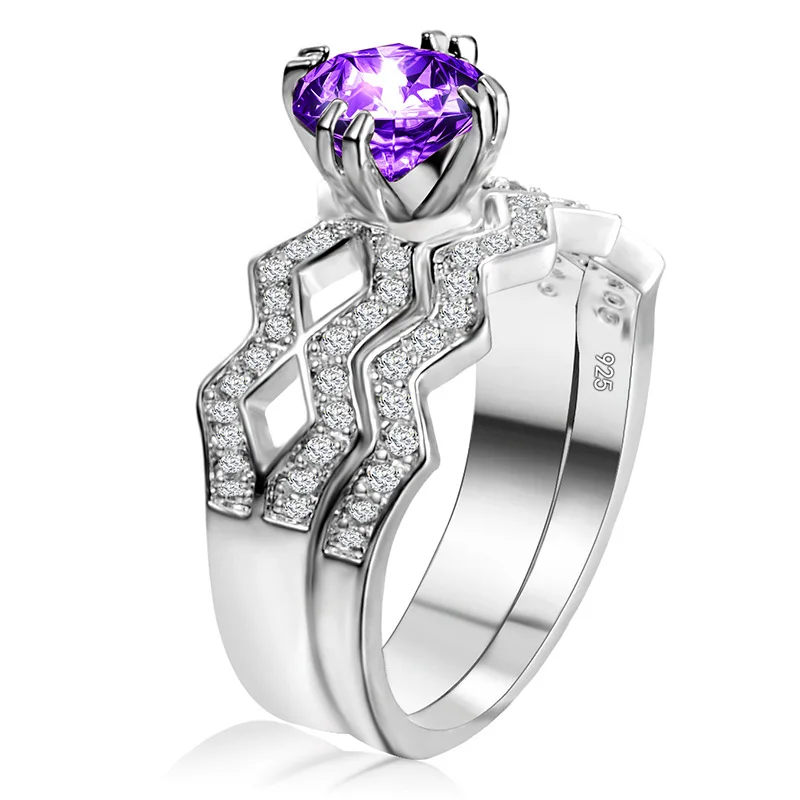 2pcs/set Wavy Line Couples Ring 6 Color Finger Circlet Fine Copper Bague Noble Gift Fashion Jewelry For Women Girl Zircon Rings | Украшения