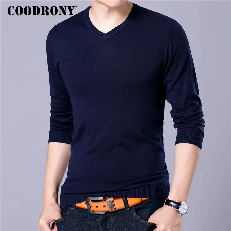 COODRONY Brand Sweater Men Knitwear Pull Homme Streetwear Classic Casual V-Neck Pullover Men Autumn Winter Woolen Sweaters 91054