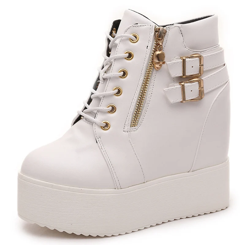 2017 новых зимней моды толщиной подошве в увеличился склон каблуки Черный Мартин