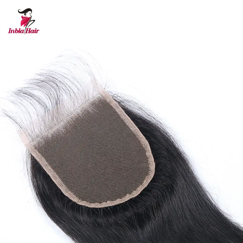 Малайзийский 100% Необработанные Реми Волос Закрытия Шнурка Прямые Волосы Утка