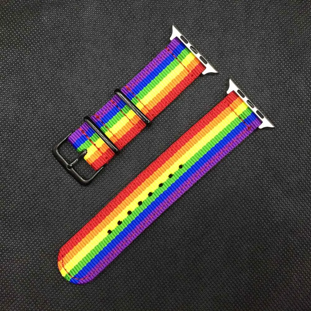 Rainbow Nylon Watchband 38mm 40mm 41mm 42mm 44mm 45mm for Apple Watch Series 7 6 SE 5 4 3 Bracelet Watch Strap for iwatch Band