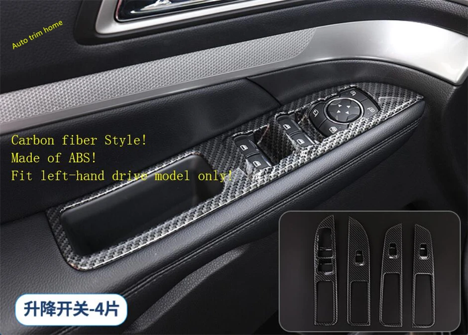 

Lapetus Auto Accessories Inner Door Armrest Window Lift Button Cover Trim For Ford Explorer 2016 2017 2018 ABS Carbon Fiber Look