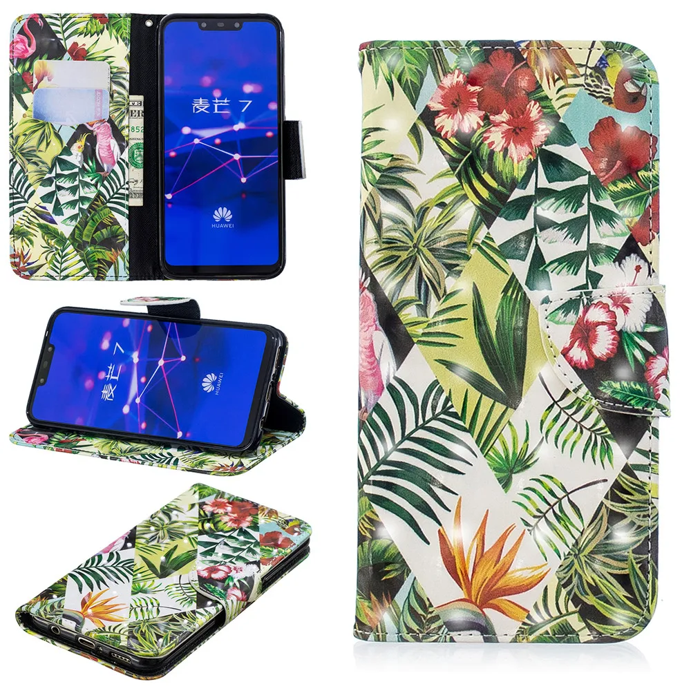 Стильный 3D чехол-книжка для Huawei Mate 10 20 P10 P20 P30 Pro Lite Y5 Y6 Y7 2018 P Smart 2019 Plus Nova 3E 3i Honor 8C |
