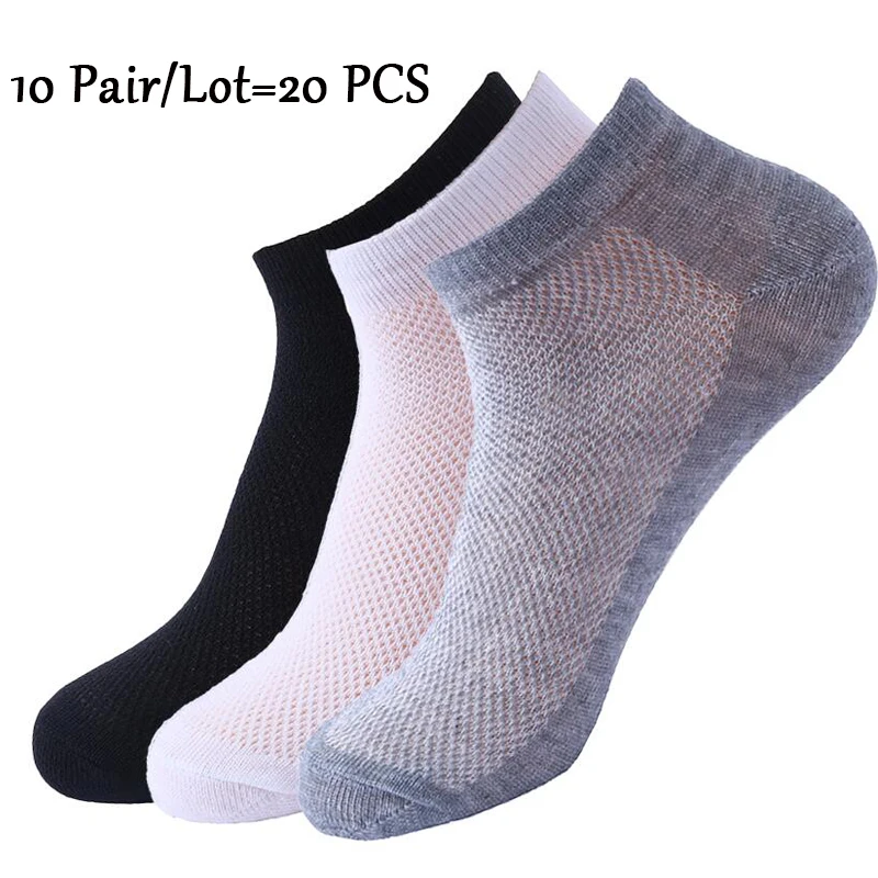 Ankle Socks men cotton mesh men's socks summer breathable boat dropshipping 10pairs/lot invisible male happy | Мужская одежда