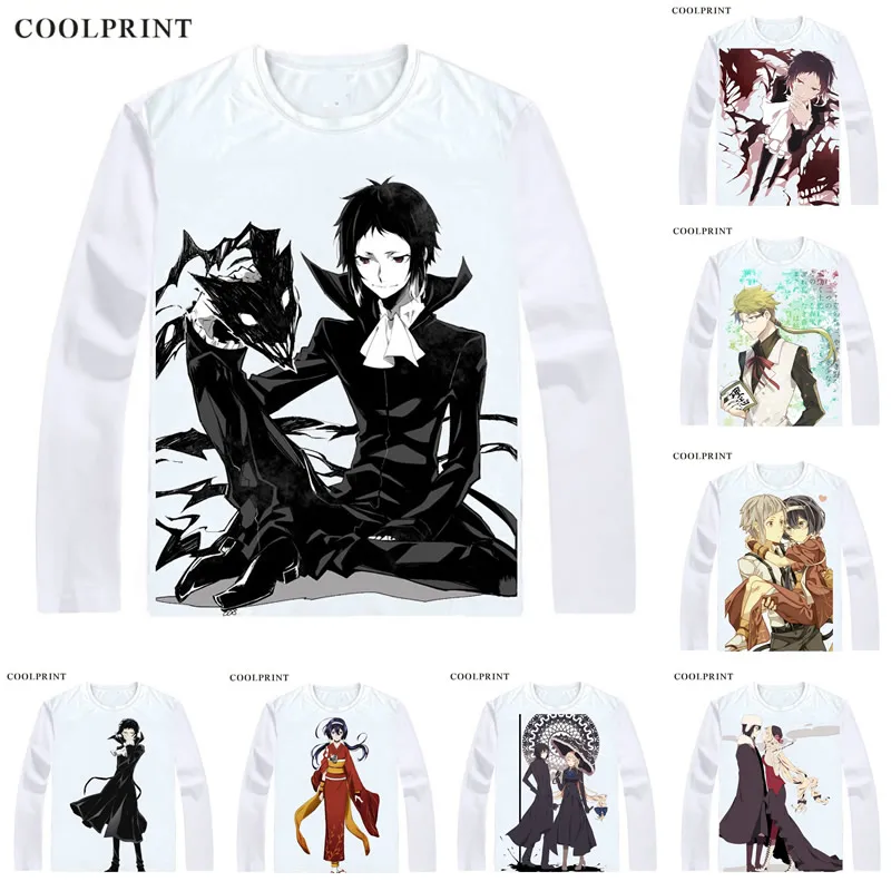 

Coolprint Akutagawa Ryuunosuke T Shirt Bungou Stray Dogs Literary Men T-shirt Casual Vintage TShirt Printed Long Sleeve Shirts