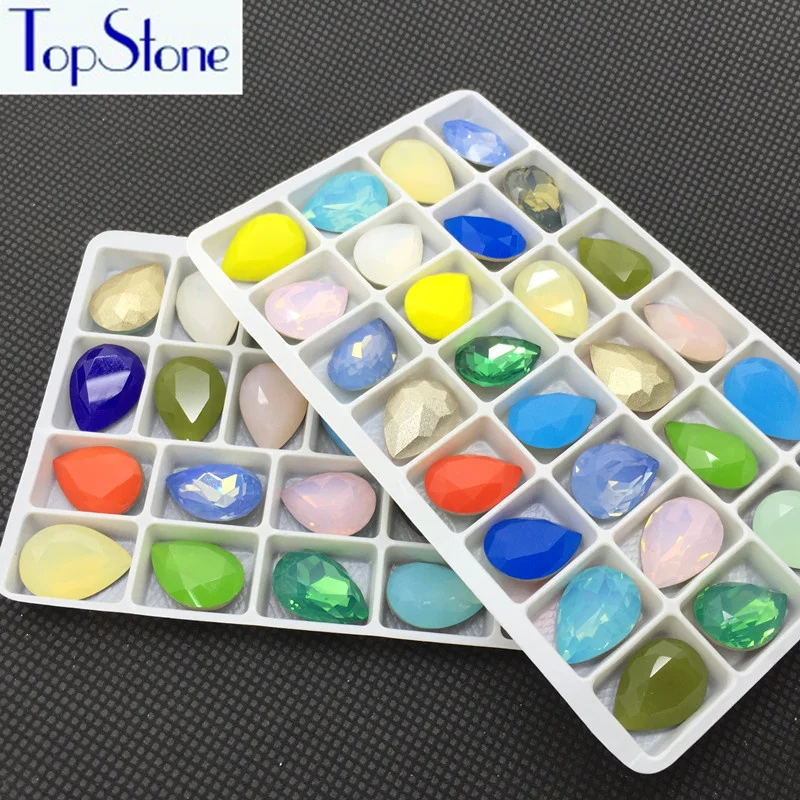 Topstone K9 Glass Crystal Opal 13x18mm Teardrop 28pcs Pointed Back Rhinestones More Colors Can mix colors High Quality | Дом и сад