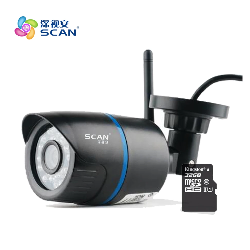 Hd 1080p цилиндрическая ip-камера Wifi с функцией обнаружения движения, открытая Водонепроницаемая мини-карта, черная камера видеонаблюдения