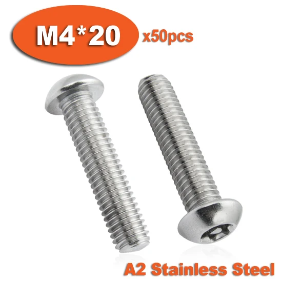 

50pcs ISO7380 M4 x 20 A2 Stainless Steel Torx Button Head Tamper Proof Security Screw Screws