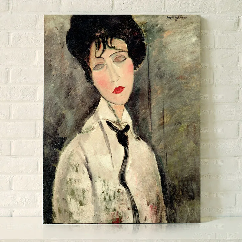 Известная женщина Modigliani Ручная роспись Современная маслом: абстрактные