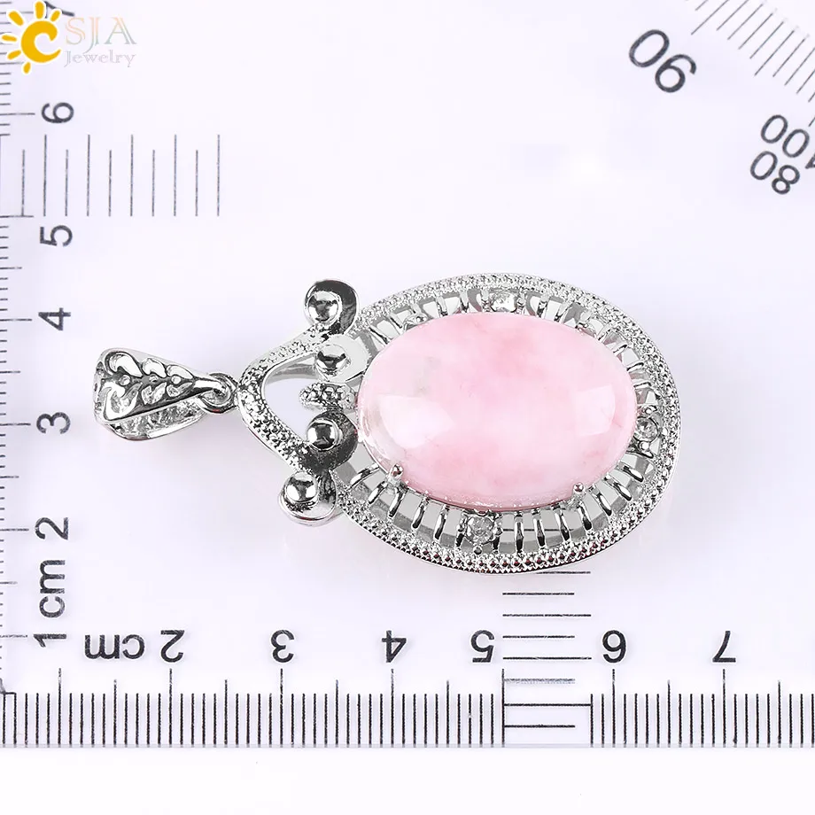 CSJA натуральный Овальный драгоценный камень подвеска маятник длинное ожерелье со