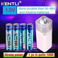 kentli 4pcs 1 5v 1180mwh aaa rechargeable polymer lithium battery 4 slots aa aaa lithium battery charger with flashlight
