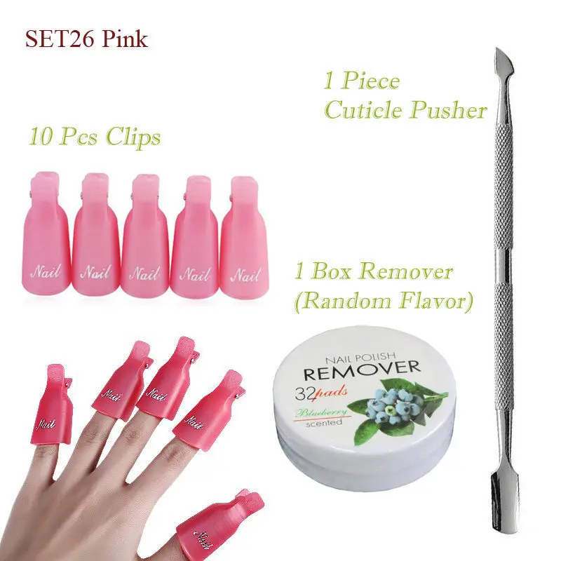 SET26Pink AddFavor фруктовый ароматизатор лак для ногтей Обертывания Маникюр Педикюр лак для ногтей пинцет для снятия скоб кутикулы толкатель для маникюра Набор - Цвет: SET26Pink