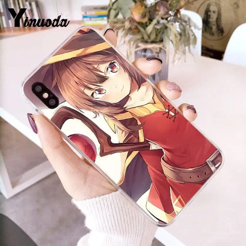 Мягкий силиконовый чехол из ТПУ с японским аниме Konosuba Megumin для iPhone 6S 6plus 7 7plus 8 8Plus X
