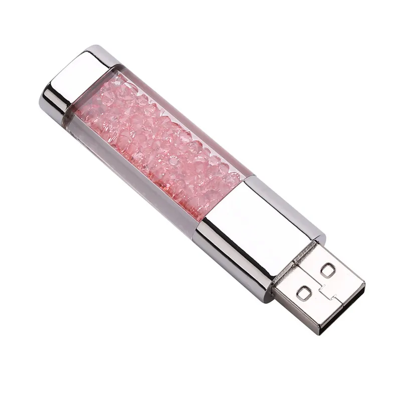 Pink SHANDIAN,, Кристальные алмазные полоски, флешка, usb 2,0, 32 ГБ/16 ГБ/4 ГБ, крышка, чехол для флеш-накопителя, прекрасный подарок для девочек, любовника, памятка - Цвет: Pink