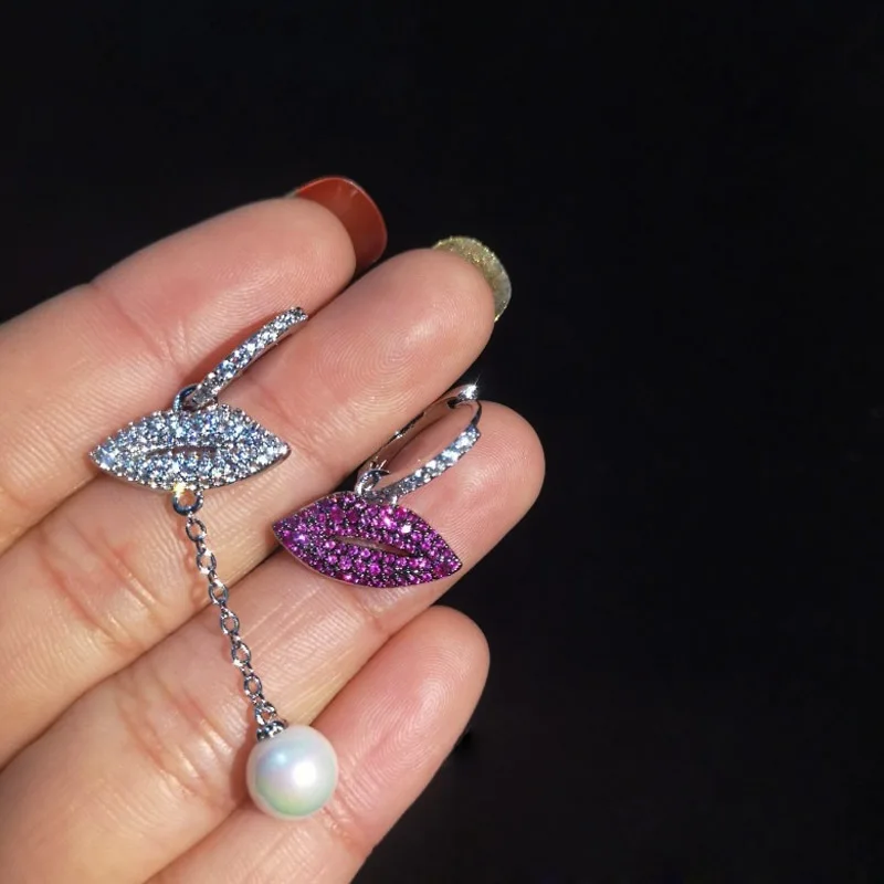 AAA + качественные модные асимметричные серьги-кольца из стерлингового серебра