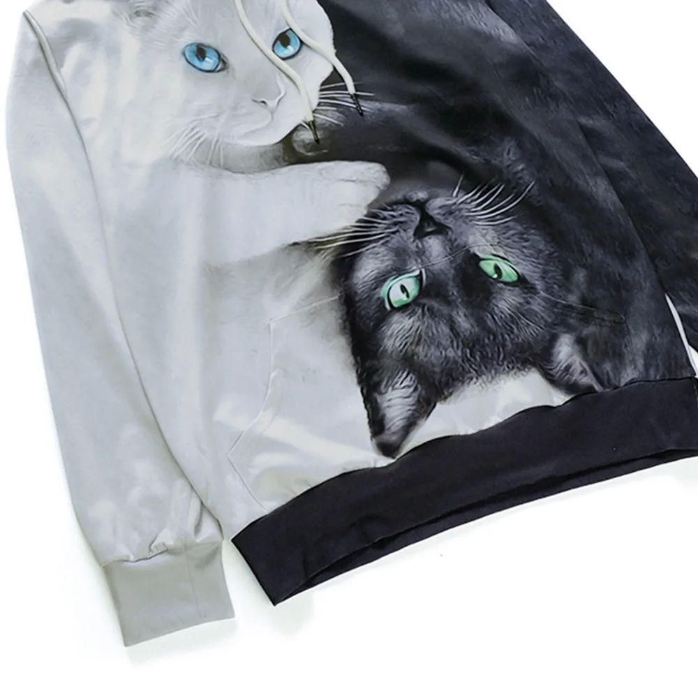 Толстовки из смешанной ткани с мультипликационным рисунком 3D принт кота большие