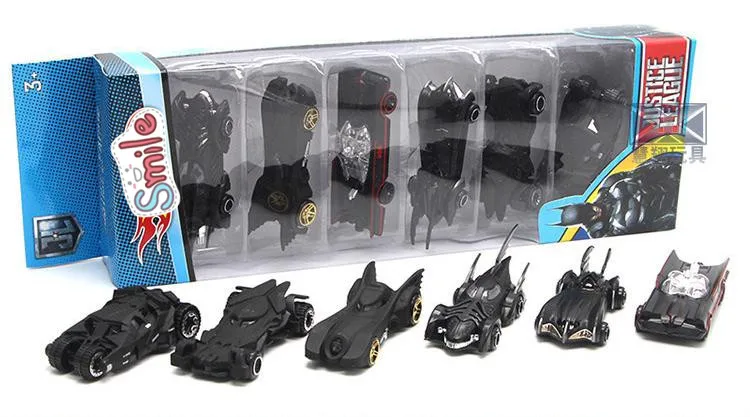 6 шт литья под давлением Модель автомобиля игрушки 1: 64 Темный рыцарь Batman Batmobile автомобиля модели игрушки с дистанционным управлением, брелок для автомобильных ключей, Diecast подарок модели игрушки для Для детей