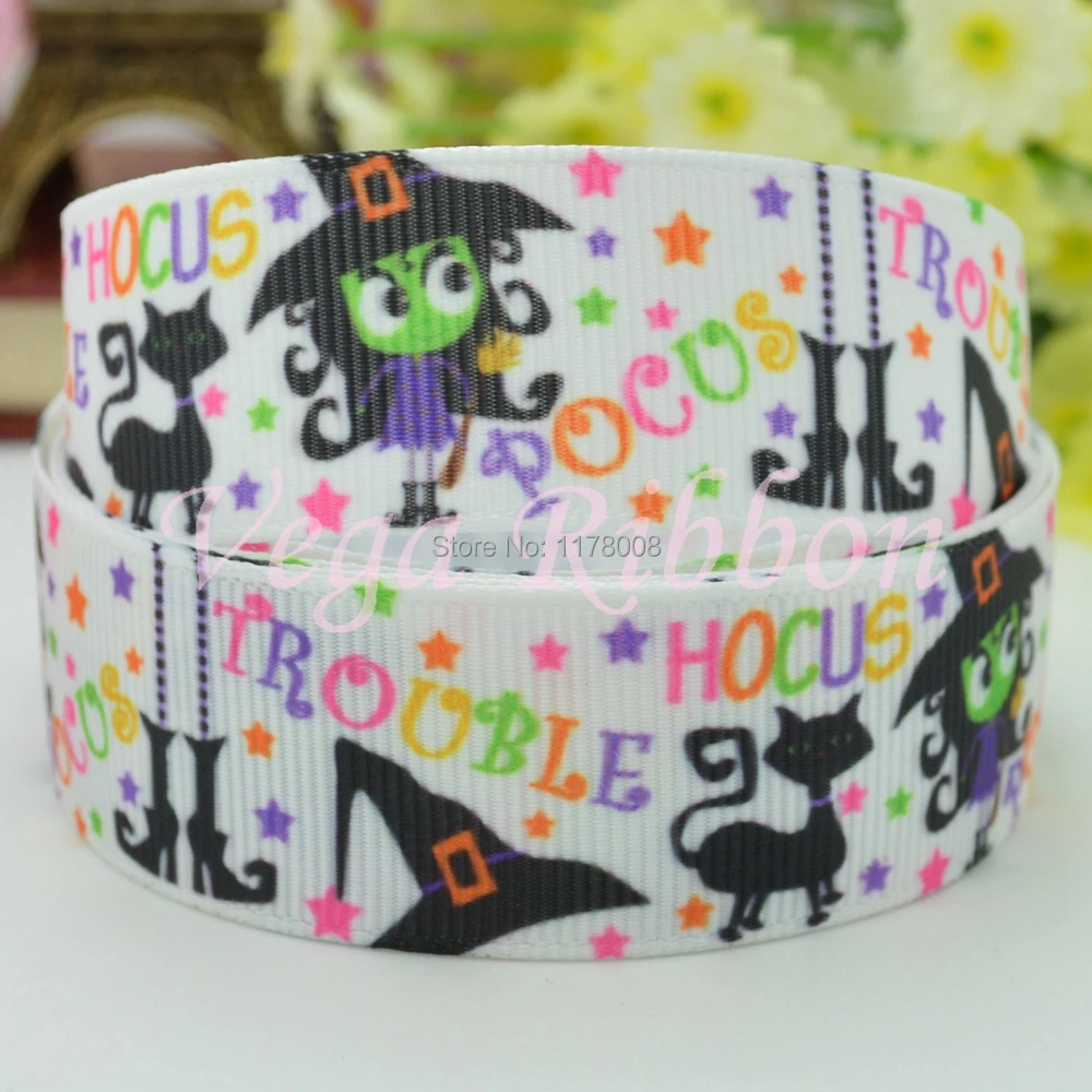 DUWES 7/8 &quot22 мм Хеллоуин trouble hous Pocus witch напечатанная лента для волос сделай сам