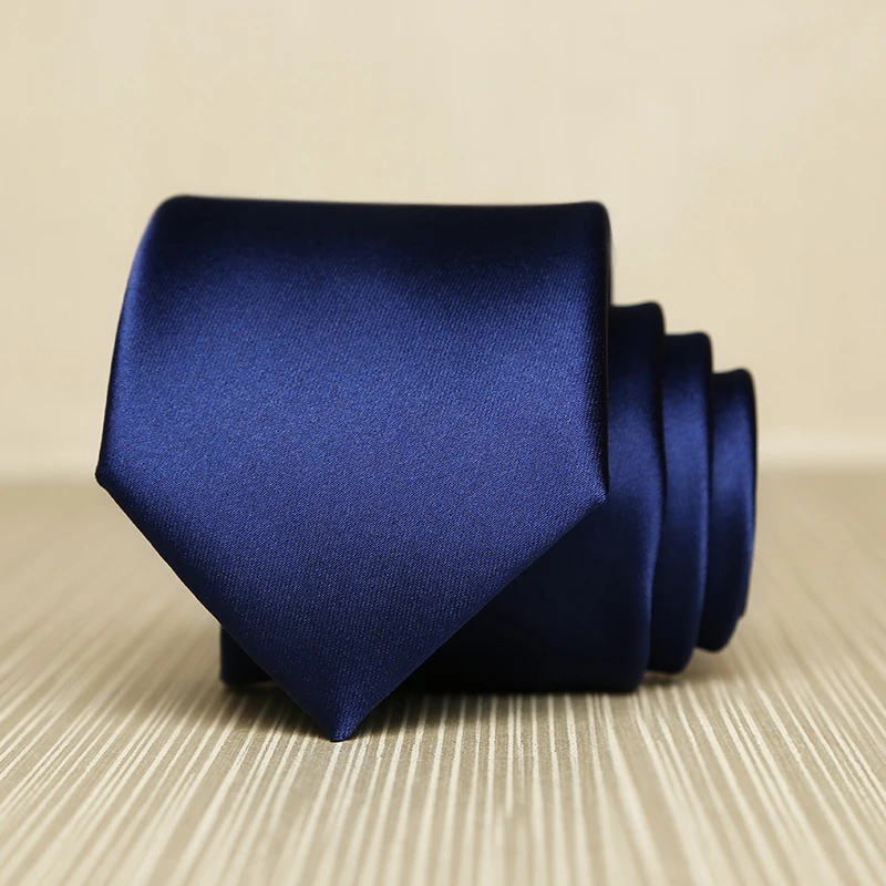 Классические шелковые галстуки для мужчин 2019 Новые однотонные темно-синие