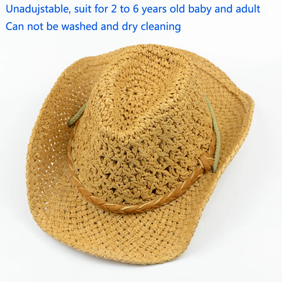New Arriver 2 3 4 5 6 7Y Kids Cowboy Hat Summer Travel Sun Boy's Straw Cap Beach Tem For Children Posee Adult | Детская одежда и