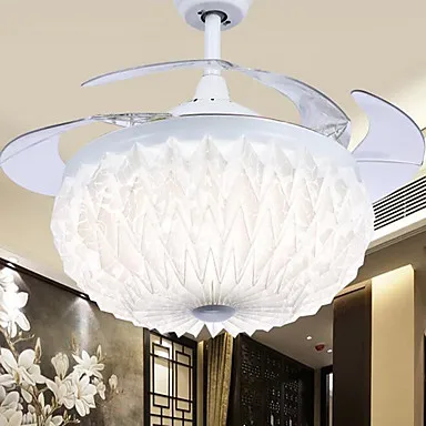

Невидимый потолочный вентилятор, светодиодный белый вентилятор для спальни, столовой, кабинета и офиса, 42 дюйма, 107 см, 2019