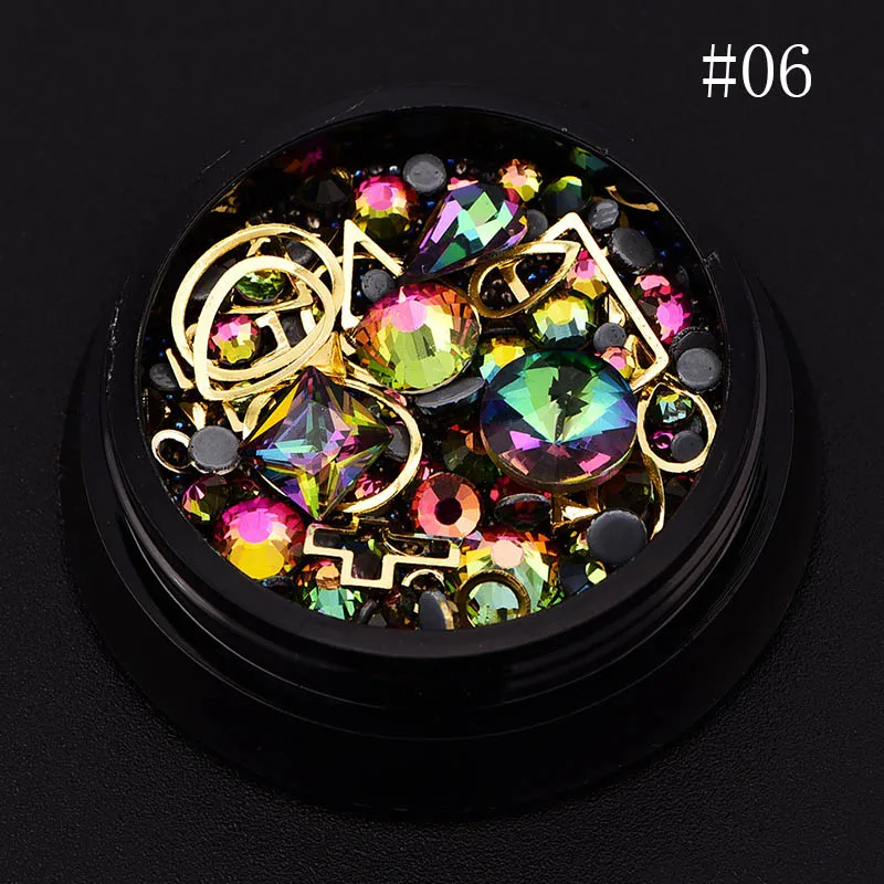 6 1 коробка, украшения для ногтей, Стразы 3D, сделай сам, для ногтей, ножницы, блеск, маникюр, дрель, наклейки, 12 стилей, инструменты для ногтей - Цвет: 6