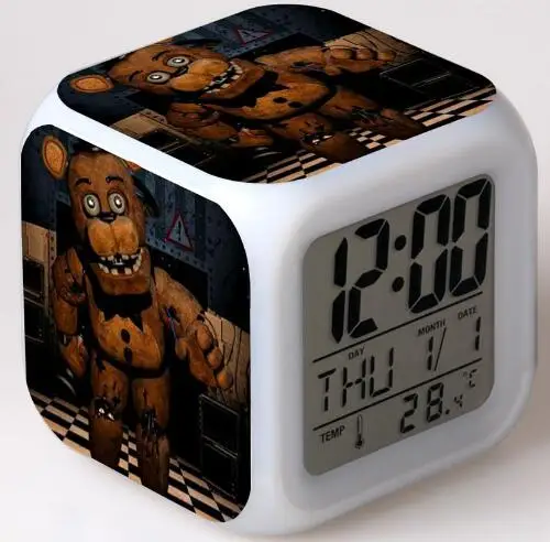 7 Five Nights At Freddy's 7 цветов светодиодный Будильник FNAF Bonnie Foxy Freddy Fazbear часы с дизайном «Медведь» ночные световые часы игрушки - Цвет: 7