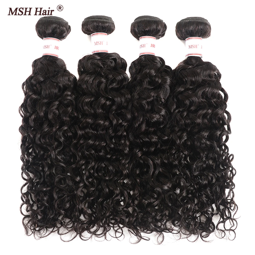 MSH волосы перуанские волна воды 4 пучка не Remy человеческие для наращивания