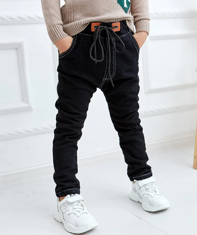 Winter Boys Denim Pants Warm Thin Thick Cotton Kids Sports Fleece Lined for Clothes Fashion Trousers | Мать и ребенок