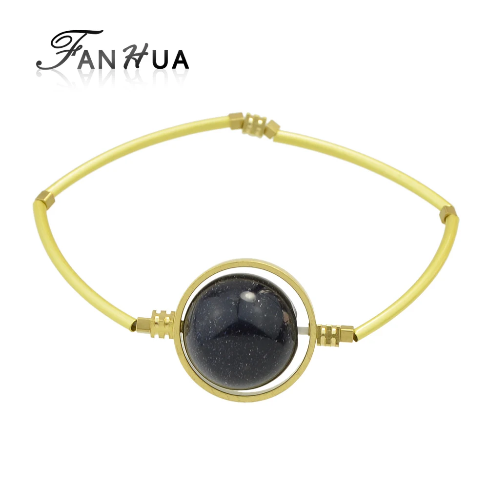 Fanhua Мода Золото Цвет цепь с ful Бусины и бисер эластичные Плетёные браслеты
