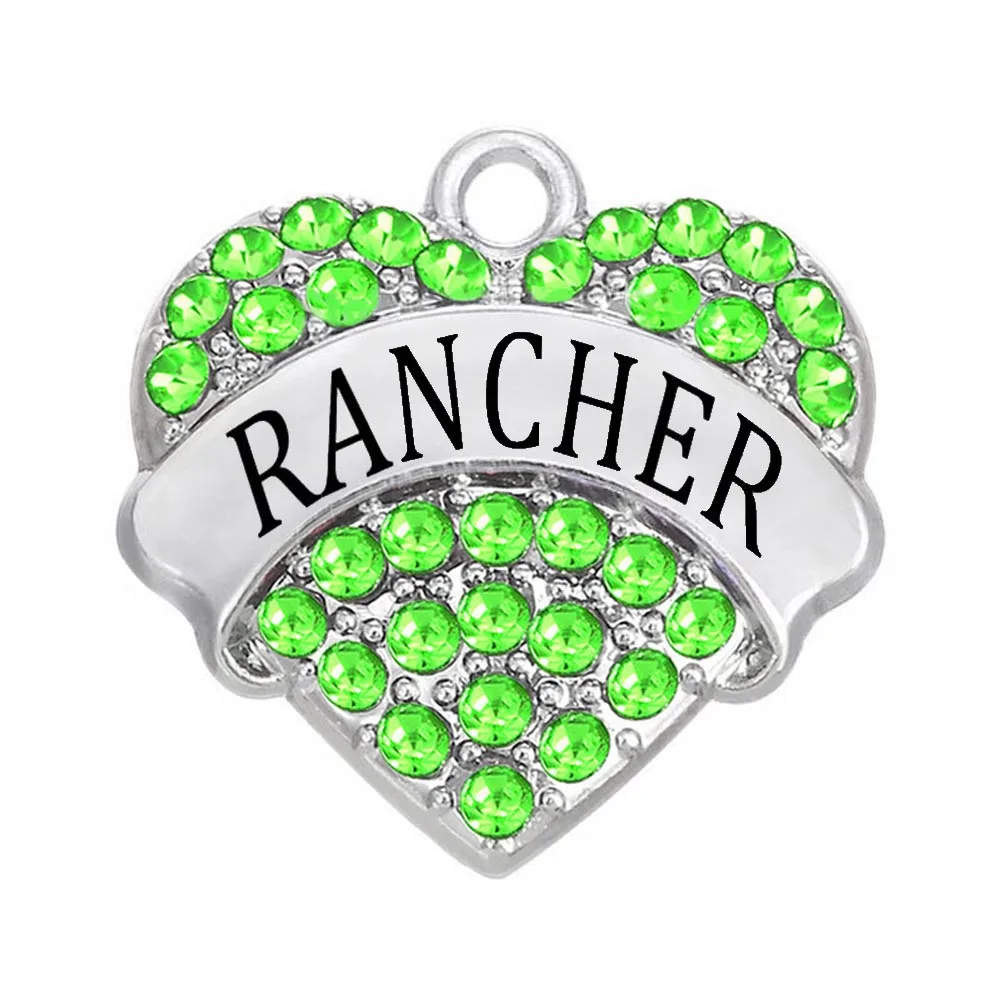 5 шт. Стразы хрустальные подвески в форме сердца RANCHER word charm DIY Подарочное ожерелье