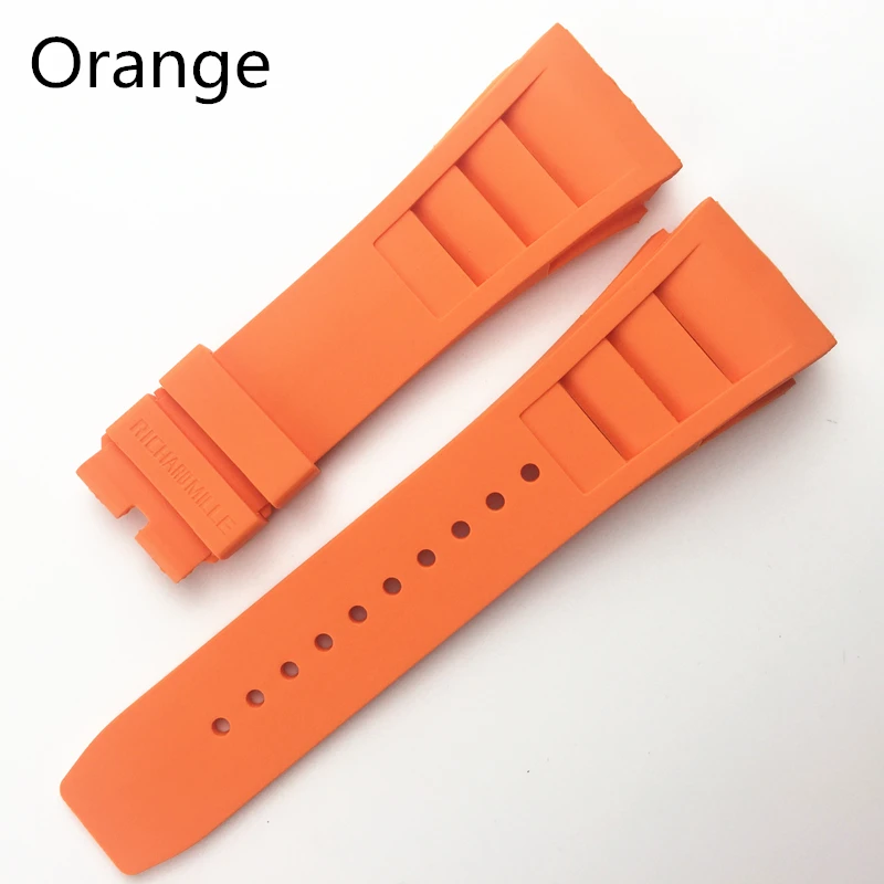 MERJUST 20mm Red Black Green Gray Orange Yellow Soft Silicone Rubber Watchband For Richard Watch Mille RM011 Strap Bracelet
