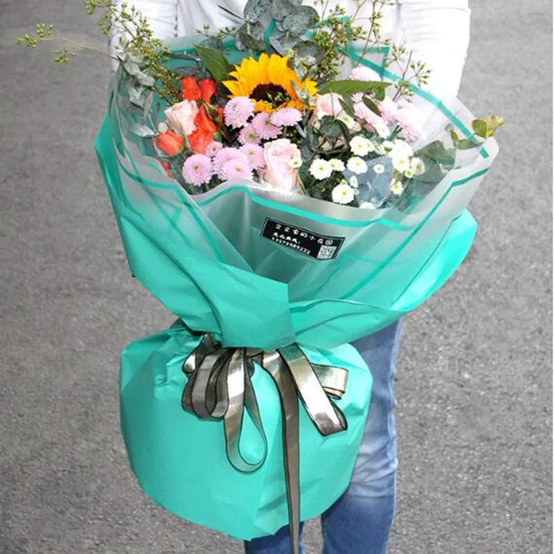 

Waterproof Flower Wrapping Paper Half Clear Floral Gift Packaging Paper For Flowers Materials Floral Bouquet Decoration 20pcs
