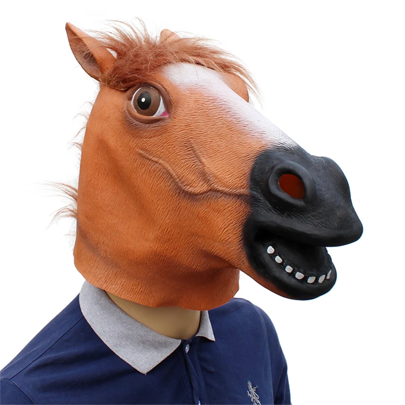 

horse Funny Latex Unisex Movie Cosplay Anime costume Prop Adult Animal Party Mask for Halloween