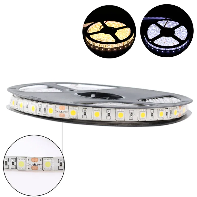 

24V RGB LED Tape Strip 5050 Warm White Waterproof 60 LED/M 5M 24 V Volt LED Tape Strip RGB Light lamp Neon Ribbon TV Backlight