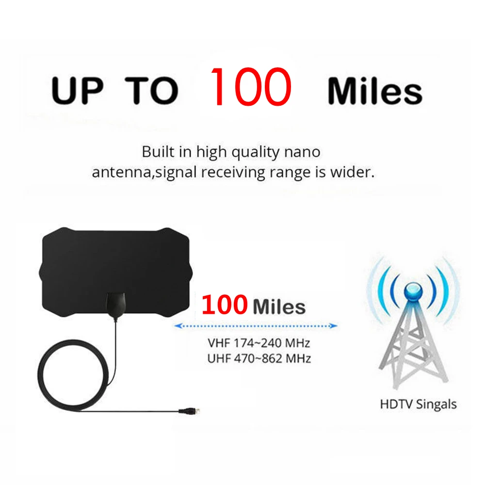 100 Miles HD 1080P внутренняя цифровая ТВ антенна телевизионная антена с HD DVB-T/T2 DVB T/T2 DVBT2 кабельная антенна ТВ УВЧ УКВ D ТВ антенны воздушные