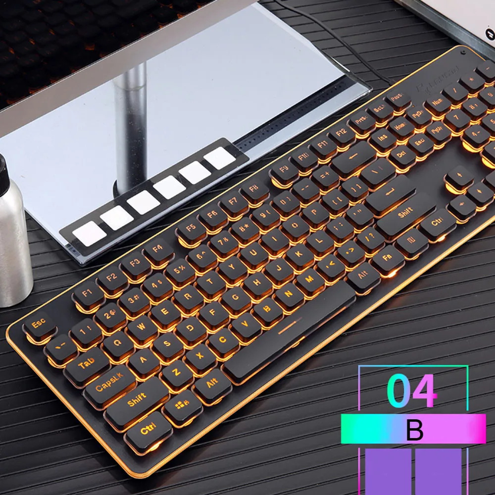 Проводная USB клавиатура цветной трещина светодиодный с радужной подсветкой
