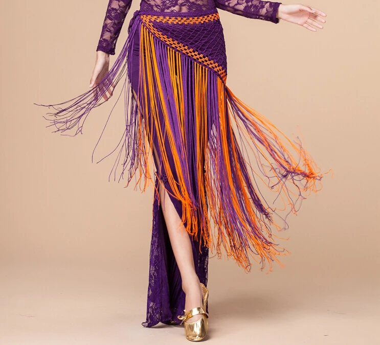 Длинный треугольный платок с кисточками для танца живота набедренный ремень