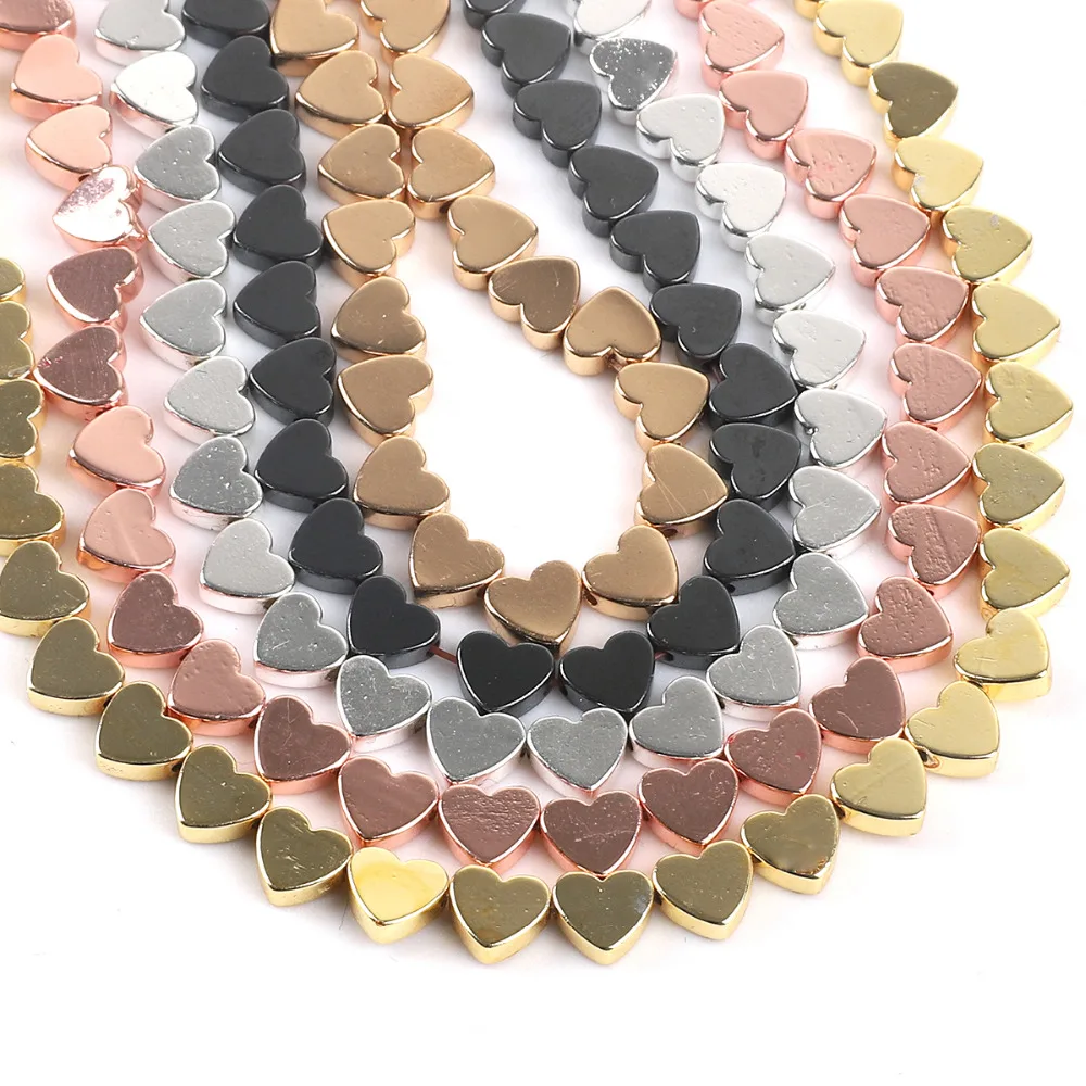 67 шт 6 мм бусины из натурального камня розовое золото в форме сердца гематитовые