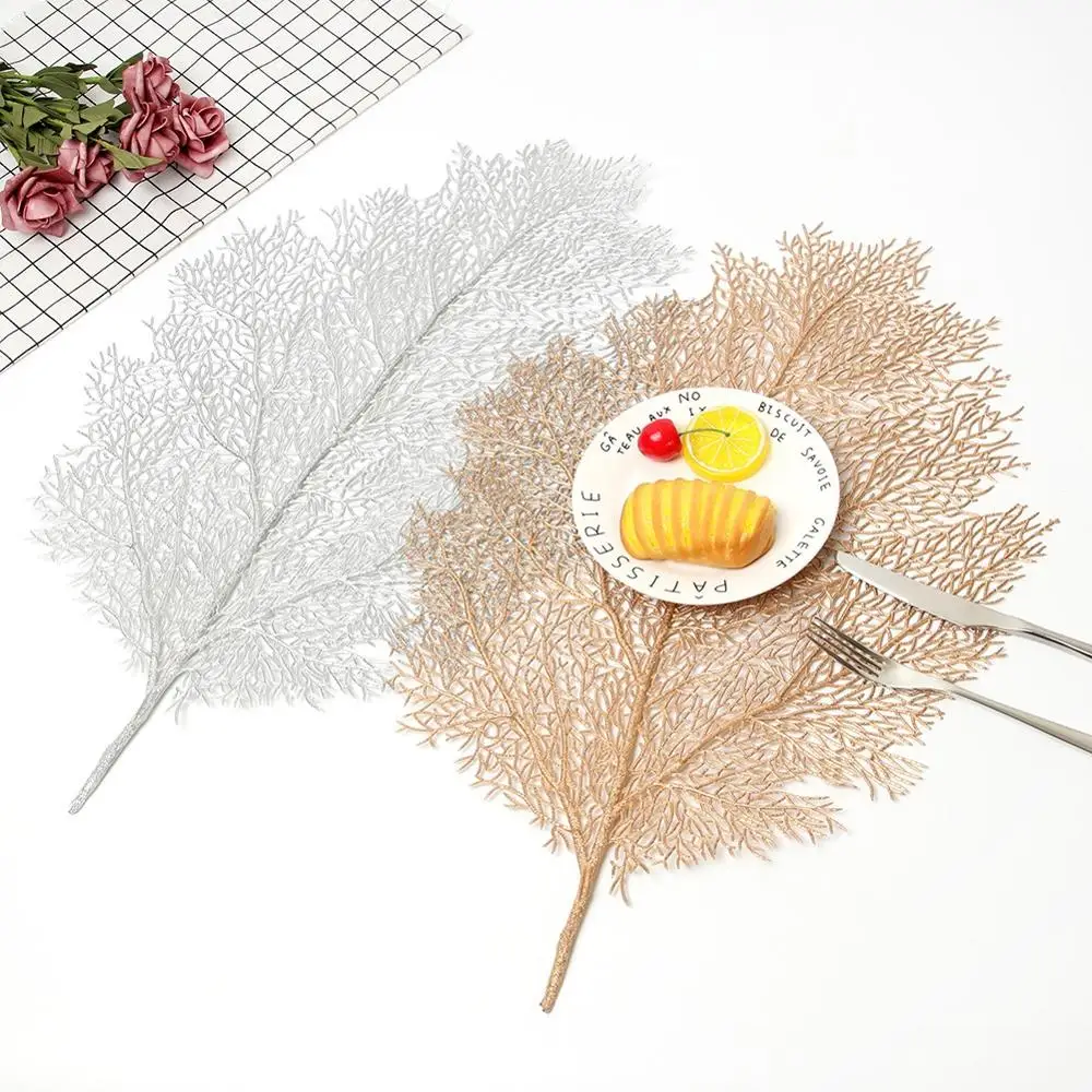 1Pcs Large Coral Branch Table Pad Lotus Leaf Drink Coaster Non-Slip Cup Dish Mat PVC Placemat For Dining Decoration | Дом и сад