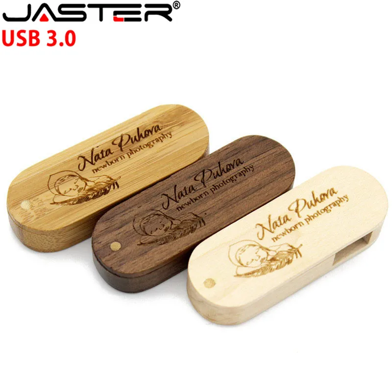JASTER USB 3 0 Логотип Настраиваемый вращающийся деревянный usb + коробка флеш