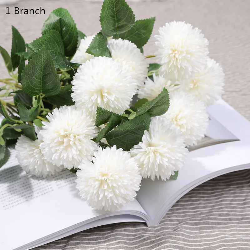 White yumai 1 шт. 67 см Одуванчик Искусственный Цветок Длинные Стебли Гортензии Шелковые Цветы на Осень Домой Свадьба Украшение Сада - Color: White