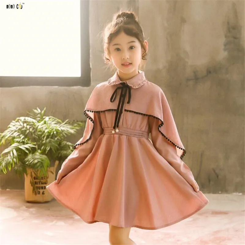 2018 Autumn Winter Girl Dress Long Sleeve Ruffles Pleated Elegant Princess Dresses Kids Girls Clothes 4 5 6 7 8 9 10 11 12 Years | Детская
